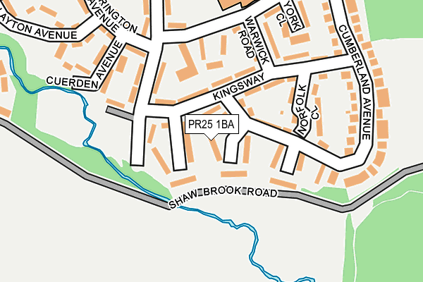 PR25 1BA map - OS OpenMap – Local (Ordnance Survey)