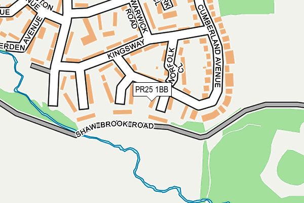 PR25 1BB map - OS OpenMap – Local (Ordnance Survey)