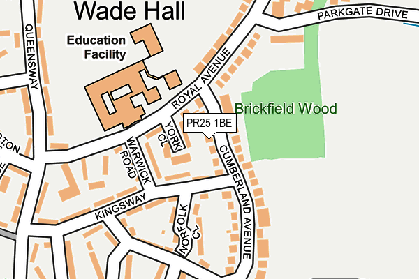 PR25 1BE map - OS OpenMap – Local (Ordnance Survey)