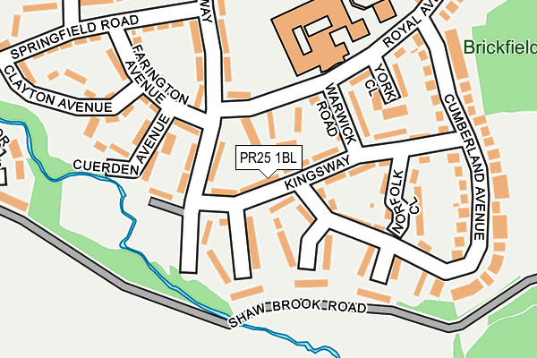 PR25 1BL map - OS OpenMap – Local (Ordnance Survey)