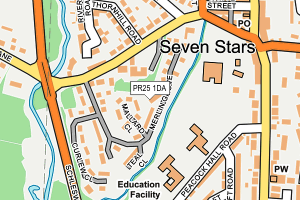 PR25 1DA map - OS OpenMap – Local (Ordnance Survey)