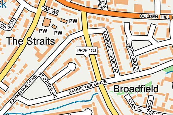 PR25 1GJ map - OS OpenMap – Local (Ordnance Survey)