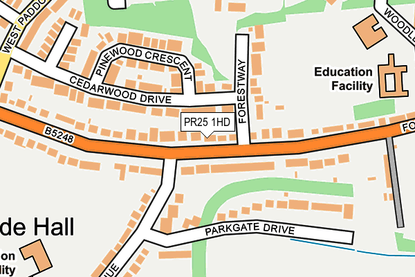 PR25 1HD map - OS OpenMap – Local (Ordnance Survey)
