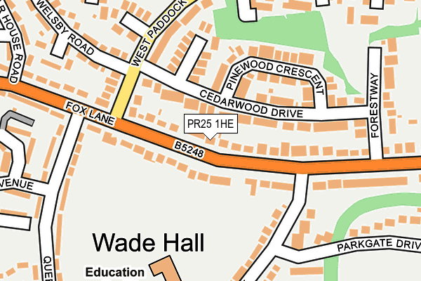 PR25 1HE map - OS OpenMap – Local (Ordnance Survey)