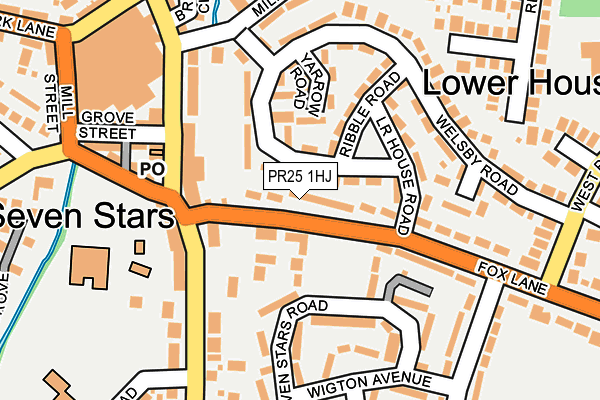 PR25 1HJ map - OS OpenMap – Local (Ordnance Survey)