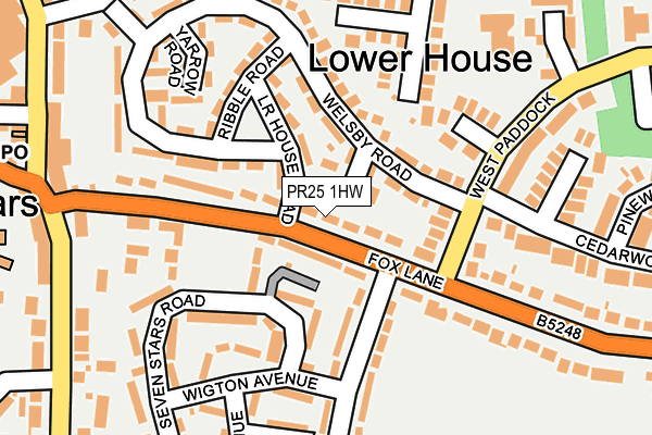 PR25 1HW map - OS OpenMap – Local (Ordnance Survey)