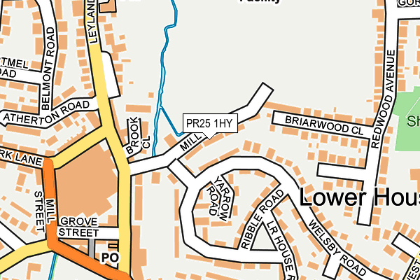 PR25 1HY map - OS OpenMap – Local (Ordnance Survey)