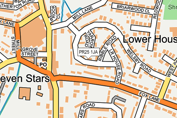 PR25 1JA map - OS OpenMap – Local (Ordnance Survey)