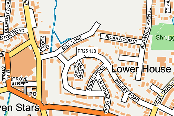 PR25 1JB map - OS OpenMap – Local (Ordnance Survey)