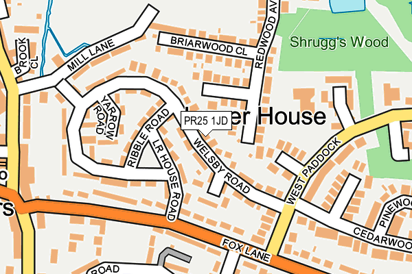PR25 1JD map - OS OpenMap – Local (Ordnance Survey)