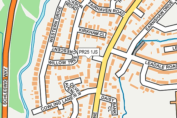 PR25 1JS map - OS OpenMap – Local (Ordnance Survey)