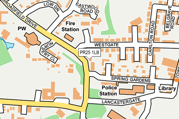 PR25 1LB map - OS OpenMap – Local (Ordnance Survey)