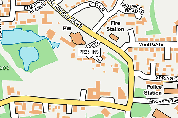 PR25 1NS map - OS OpenMap – Local (Ordnance Survey)