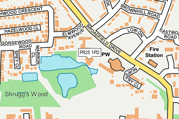 PR25 1PD map - OS OpenMap – Local (Ordnance Survey)