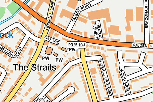 PR25 1QJ map - OS OpenMap – Local (Ordnance Survey)