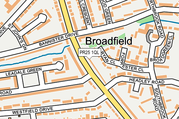 PR25 1QL map - OS OpenMap – Local (Ordnance Survey)