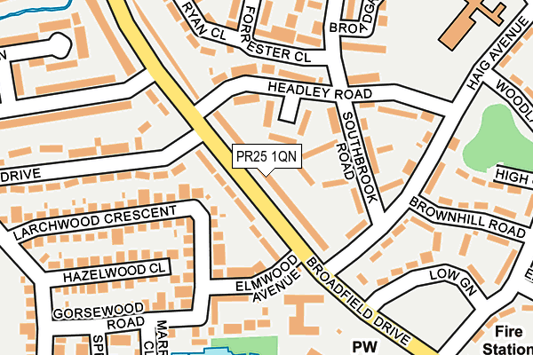 PR25 1QN map - OS OpenMap – Local (Ordnance Survey)