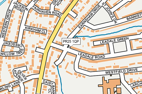 PR25 1QP map - OS OpenMap – Local (Ordnance Survey)