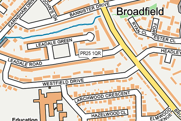 PR25 1QR map - OS OpenMap – Local (Ordnance Survey)