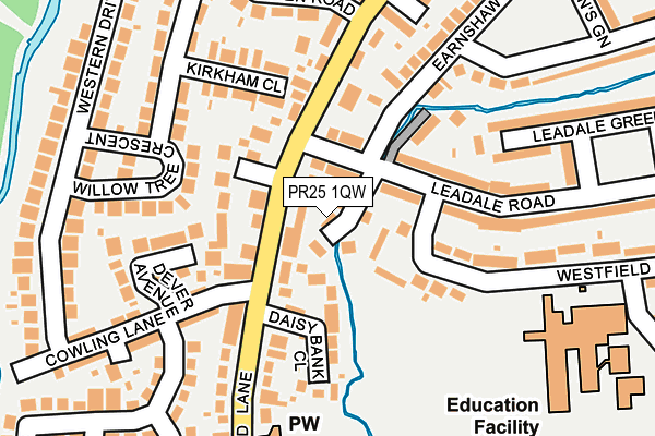 PR25 1QW map - OS OpenMap – Local (Ordnance Survey)