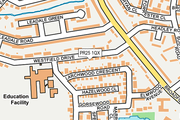 PR25 1QX map - OS OpenMap – Local (Ordnance Survey)