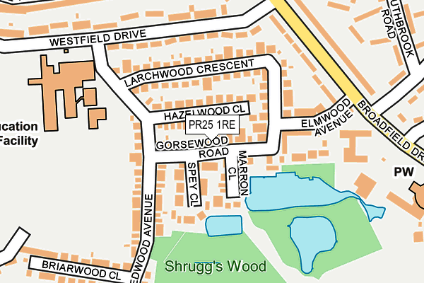 PR25 1RE map - OS OpenMap – Local (Ordnance Survey)