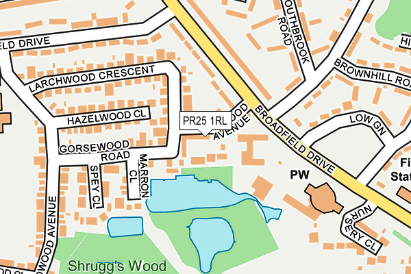 PR25 1RL map - OS OpenMap – Local (Ordnance Survey)