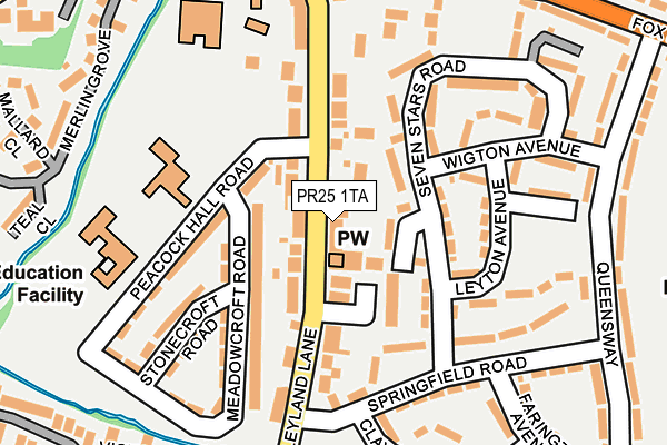 PR25 1TA map - OS OpenMap – Local (Ordnance Survey)