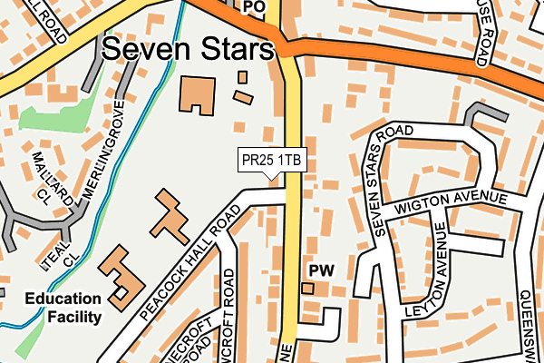 PR25 1TB map - OS OpenMap – Local (Ordnance Survey)
