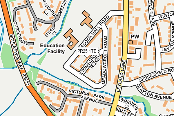 PR25 1TE map - OS OpenMap – Local (Ordnance Survey)