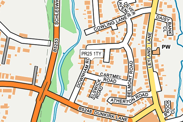 PR25 1TY map - OS OpenMap – Local (Ordnance Survey)