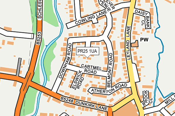 PR25 1UA map - OS OpenMap – Local (Ordnance Survey)