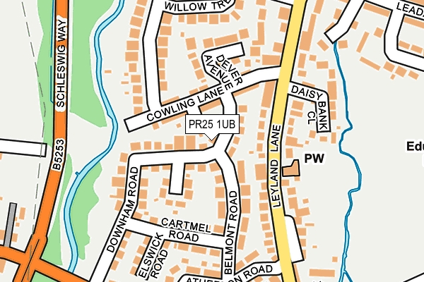 PR25 1UB map - OS OpenMap – Local (Ordnance Survey)