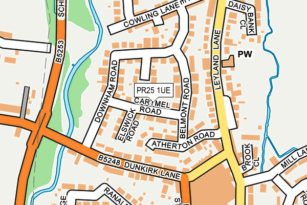 PR25 1UE map - OS OpenMap – Local (Ordnance Survey)