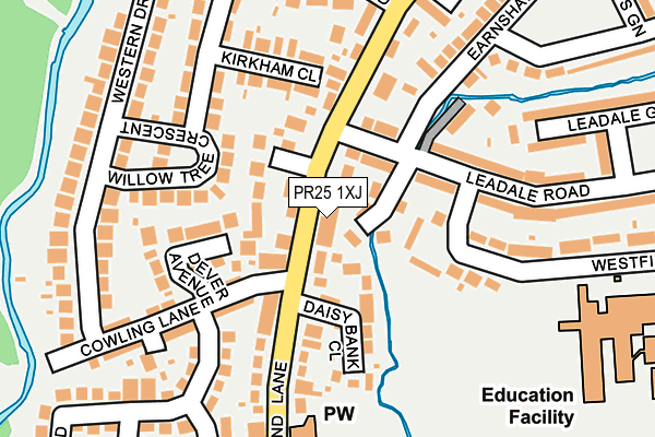 PR25 1XJ map - OS OpenMap – Local (Ordnance Survey)