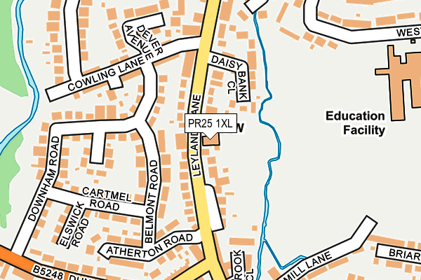 PR25 1XL map - OS OpenMap – Local (Ordnance Survey)