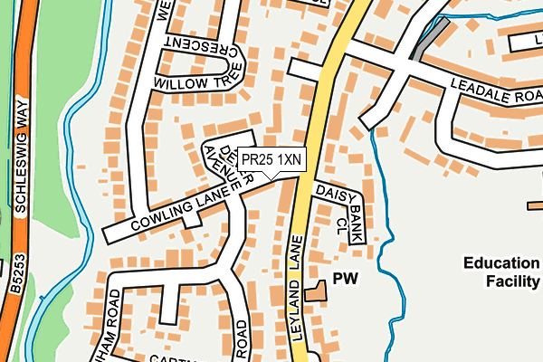 PR25 1XN map - OS OpenMap – Local (Ordnance Survey)