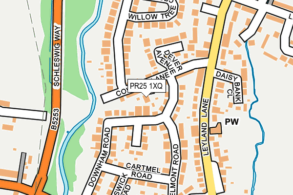 PR25 1XQ map - OS OpenMap – Local (Ordnance Survey)