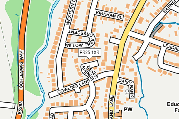 PR25 1XR map - OS OpenMap – Local (Ordnance Survey)