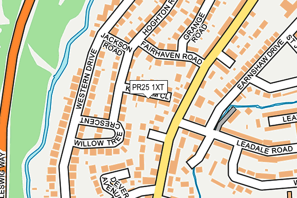 PR25 1XT map - OS OpenMap – Local (Ordnance Survey)