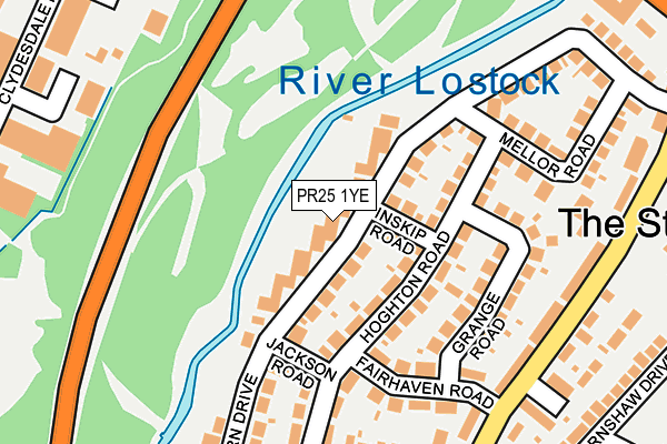 PR25 1YE map - OS OpenMap – Local (Ordnance Survey)
