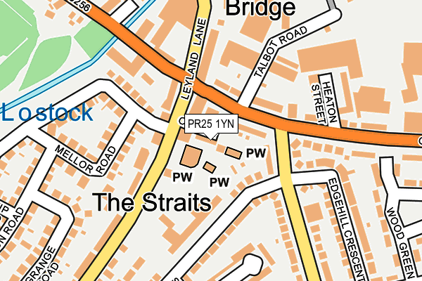 PR25 1YN map - OS OpenMap – Local (Ordnance Survey)