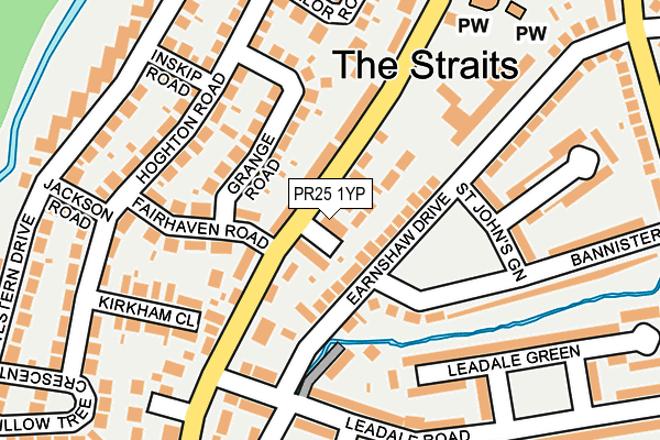 PR25 1YP map - OS OpenMap – Local (Ordnance Survey)
