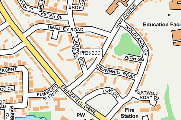 PR25 2DD map - OS OpenMap – Local (Ordnance Survey)