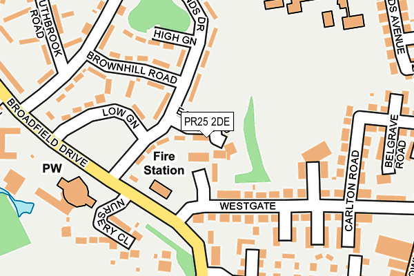 PR25 2DE map - OS OpenMap – Local (Ordnance Survey)