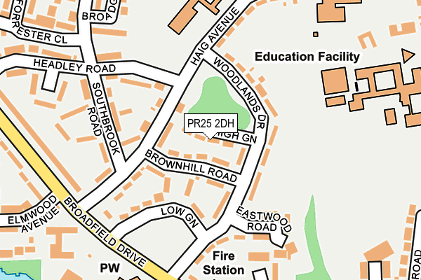 PR25 2DH map - OS OpenMap – Local (Ordnance Survey)