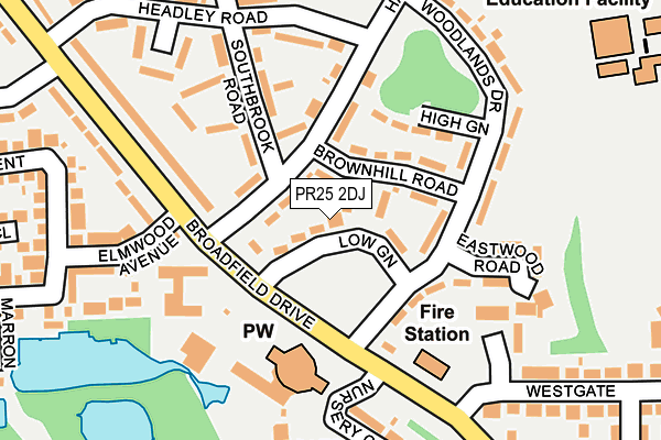 PR25 2DJ map - OS OpenMap – Local (Ordnance Survey)