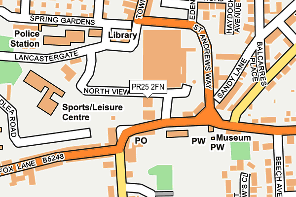 PR25 2FN map - OS OpenMap – Local (Ordnance Survey)