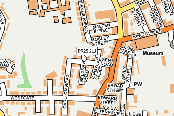 PR25 2LJ map - OS OpenMap – Local (Ordnance Survey)