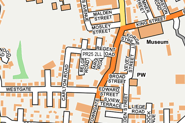 PR25 2LL map - OS OpenMap – Local (Ordnance Survey)